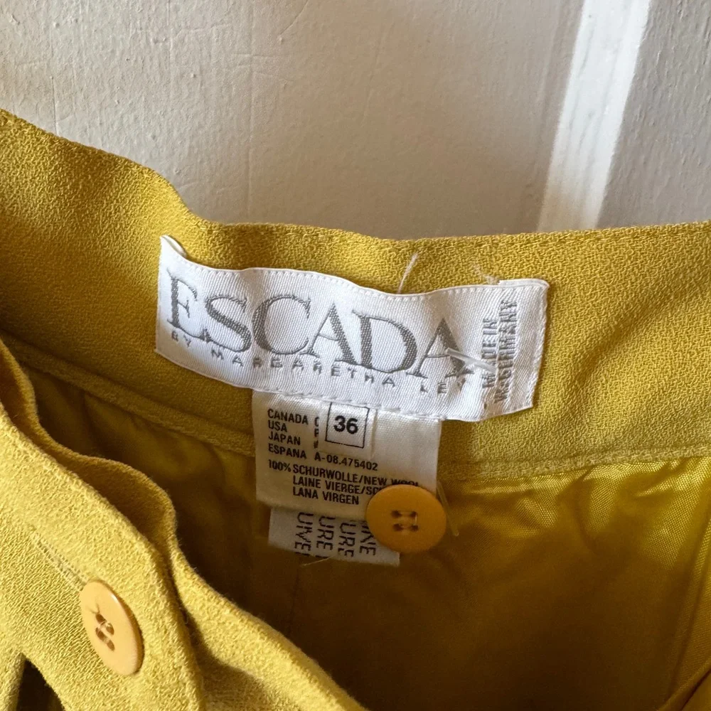 Escada Vintage Yellow Pleated Wool Pants - Picture 2 of 7